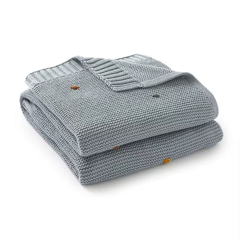 Cozy Cotton Knit Baby Blanket with Colorful polka dots