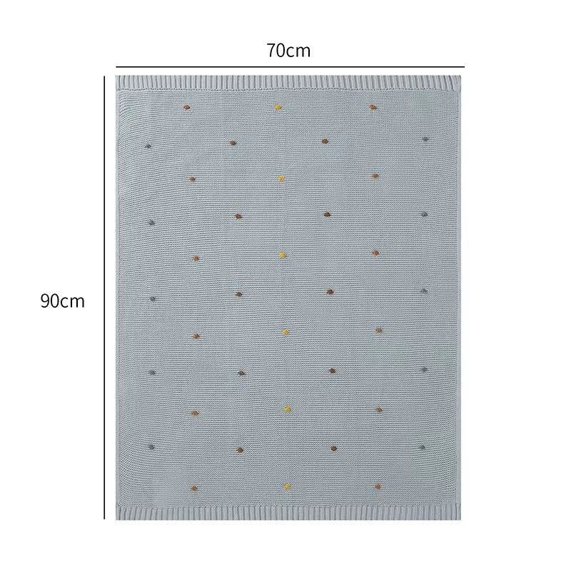 Cozy Cotton Knit Baby Blanket with Colorful polka dots