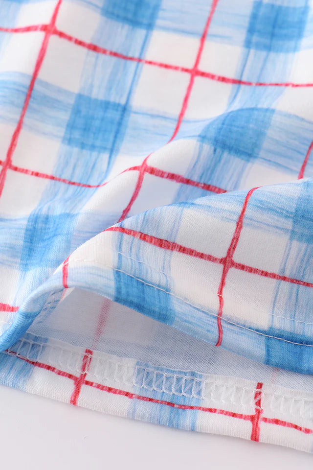 Patriotic Plaid Smocked Dress