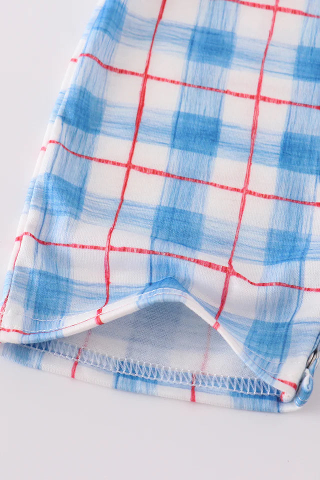 Patriotic Smocked Plaid Romper