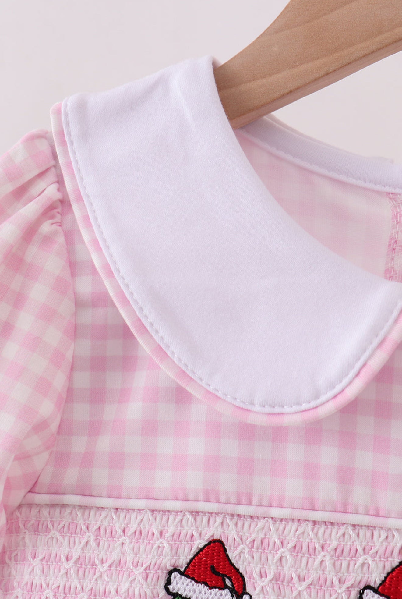 Pink Gingham Grinch Smocked Dress – Holiday Classic