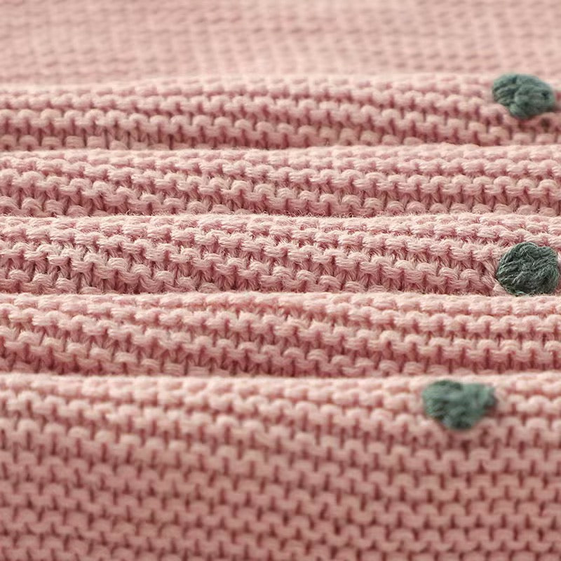 Cozy Cotton Knit Baby Blanket with Colorful polka dots