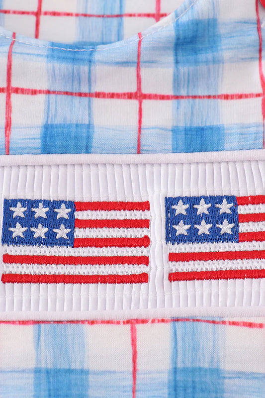 Patriotic Smocked Plaid Romper