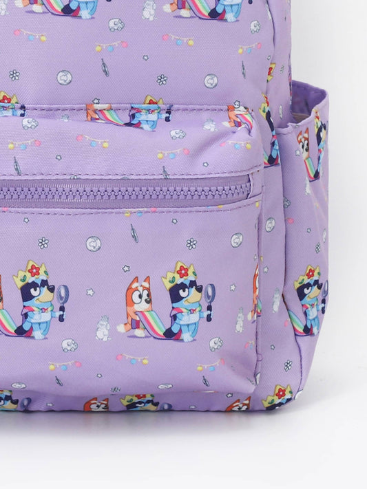 Cute Cartoon Dogs Girl Purple Zipper Pockets Backpack