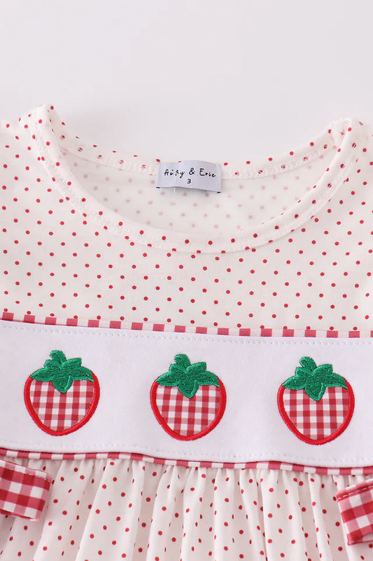 Strawberry Gingham Top with Ruffle Shorts Set