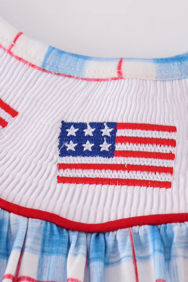Patriotic Plaid Smocked Dress