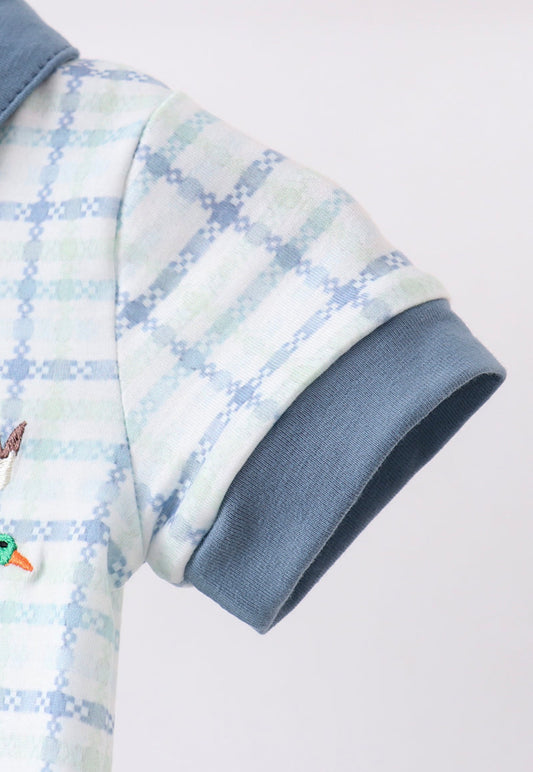 Little Mallard Plaid Polo Romper 🦆