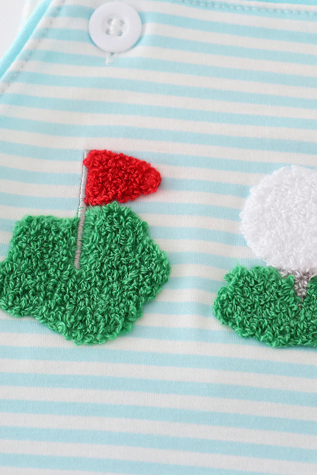 Striped Golfed Inspired Boy Romper