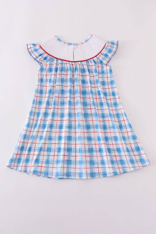 Patriotic Plaid Smocked Dress