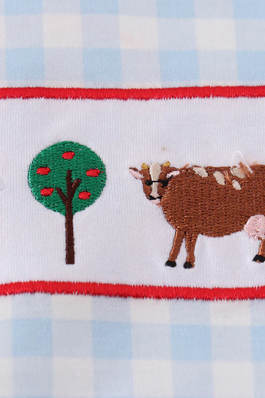 Blue Gingham Farm Romper