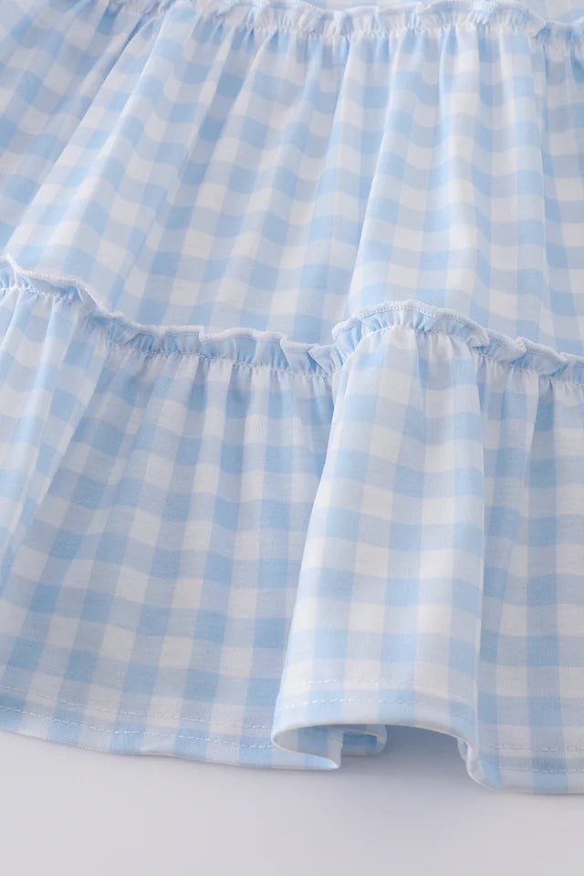 Blue Gingham Farm Tiered Dress