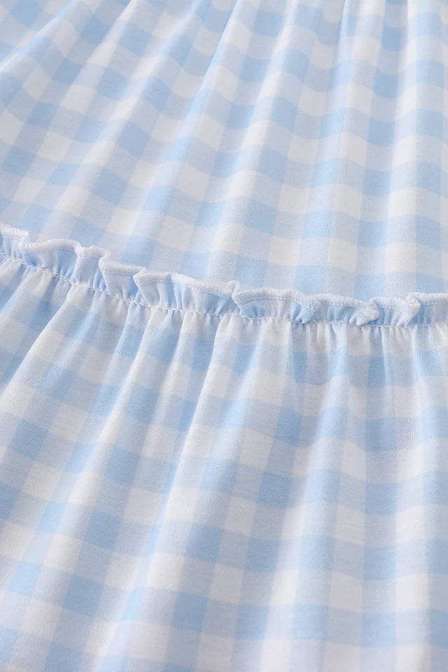 Blue Gingham Farm Tiered Dress