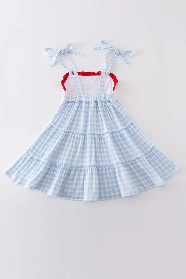 Blue Gingham Farm Tiered Dress