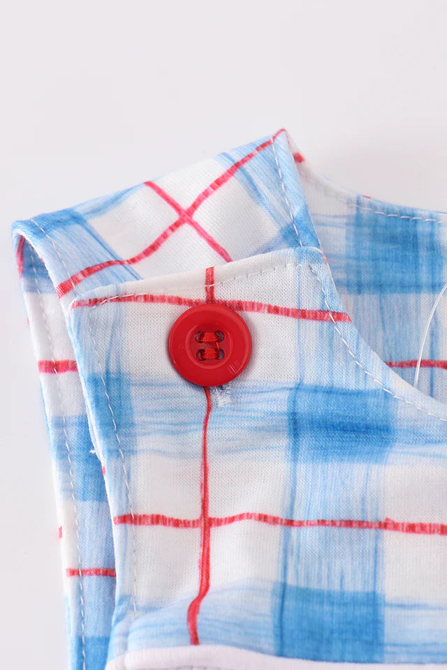 Patriotic Smocked Plaid Romper