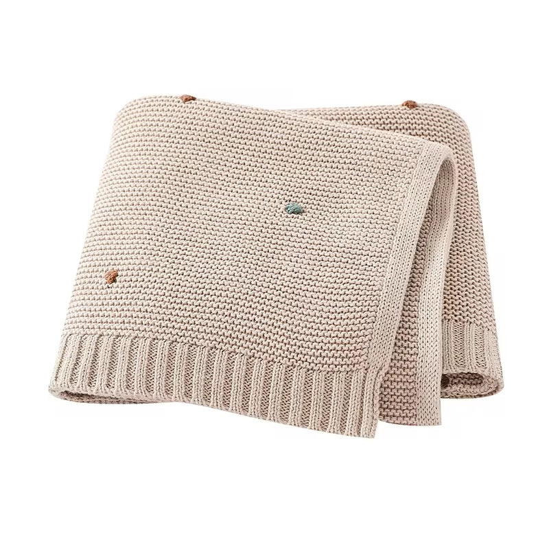Cozy Cotton Knit Baby Blanket with Colorful polka dots
