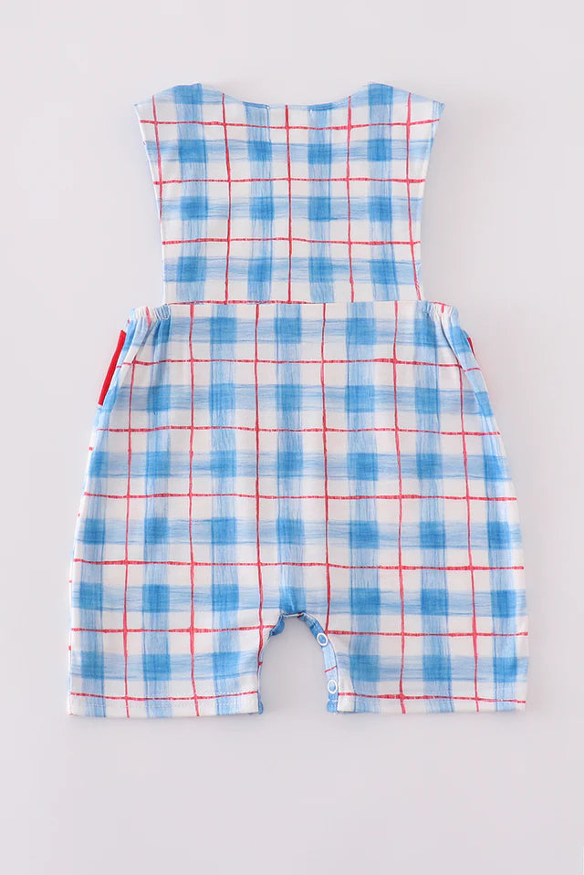 Patriotic Smocked Plaid Romper