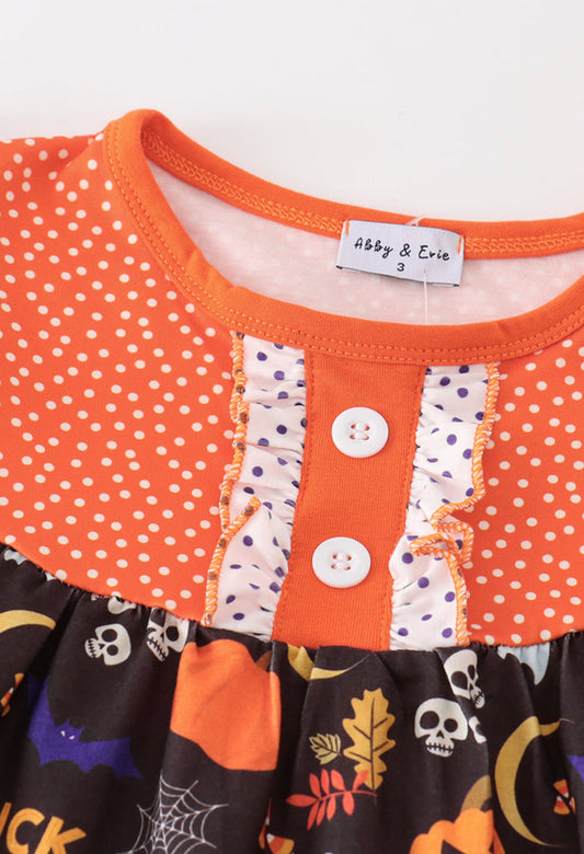 Orange Halloween Ruffle Shirt Set