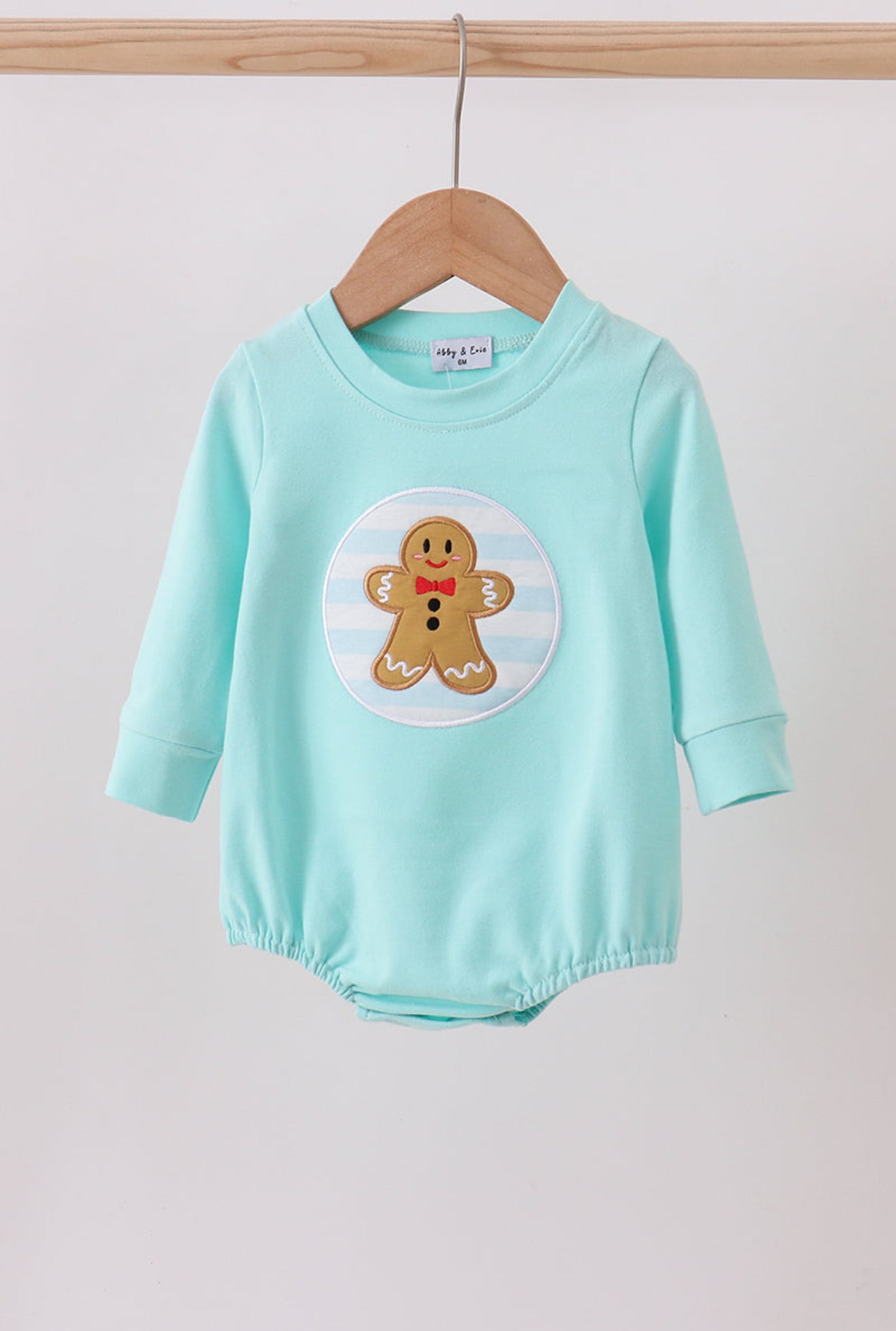 Mint Gingerbread Boy Romper – Holiday Cutie Edition