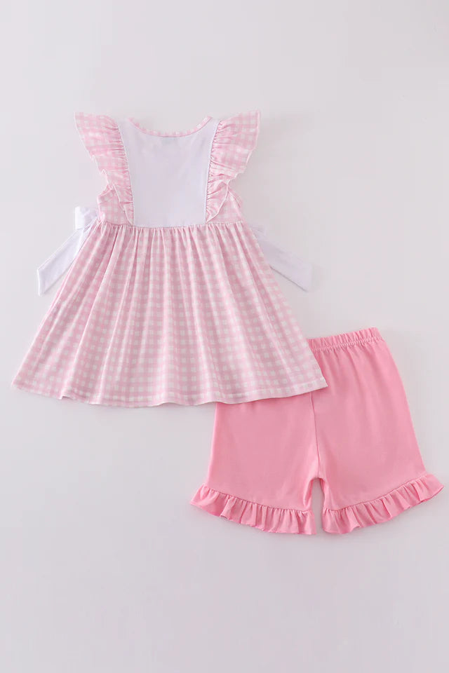 Plaid Embroidered Cross Girl Set