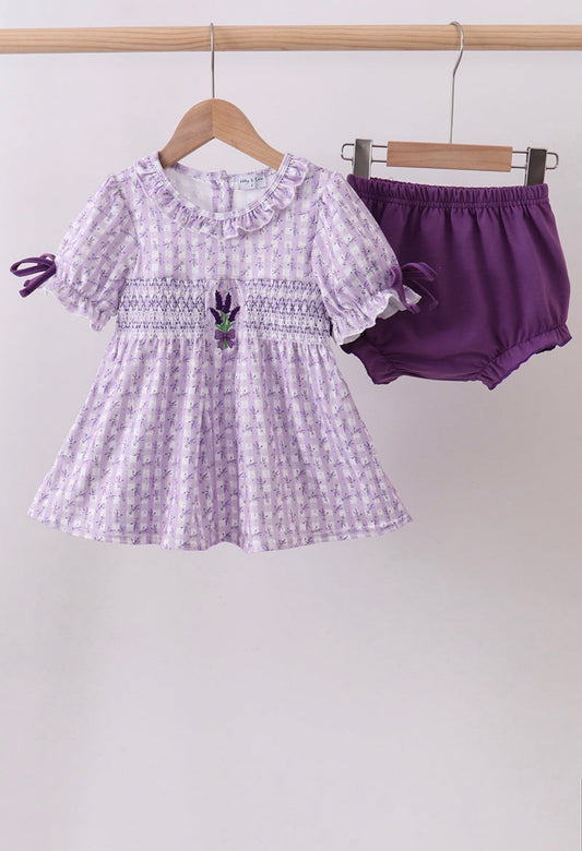 Lavender Smocked Dress Set