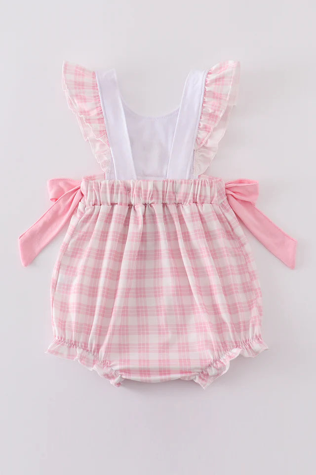 Pink Bunny Embroidered Girl Romper