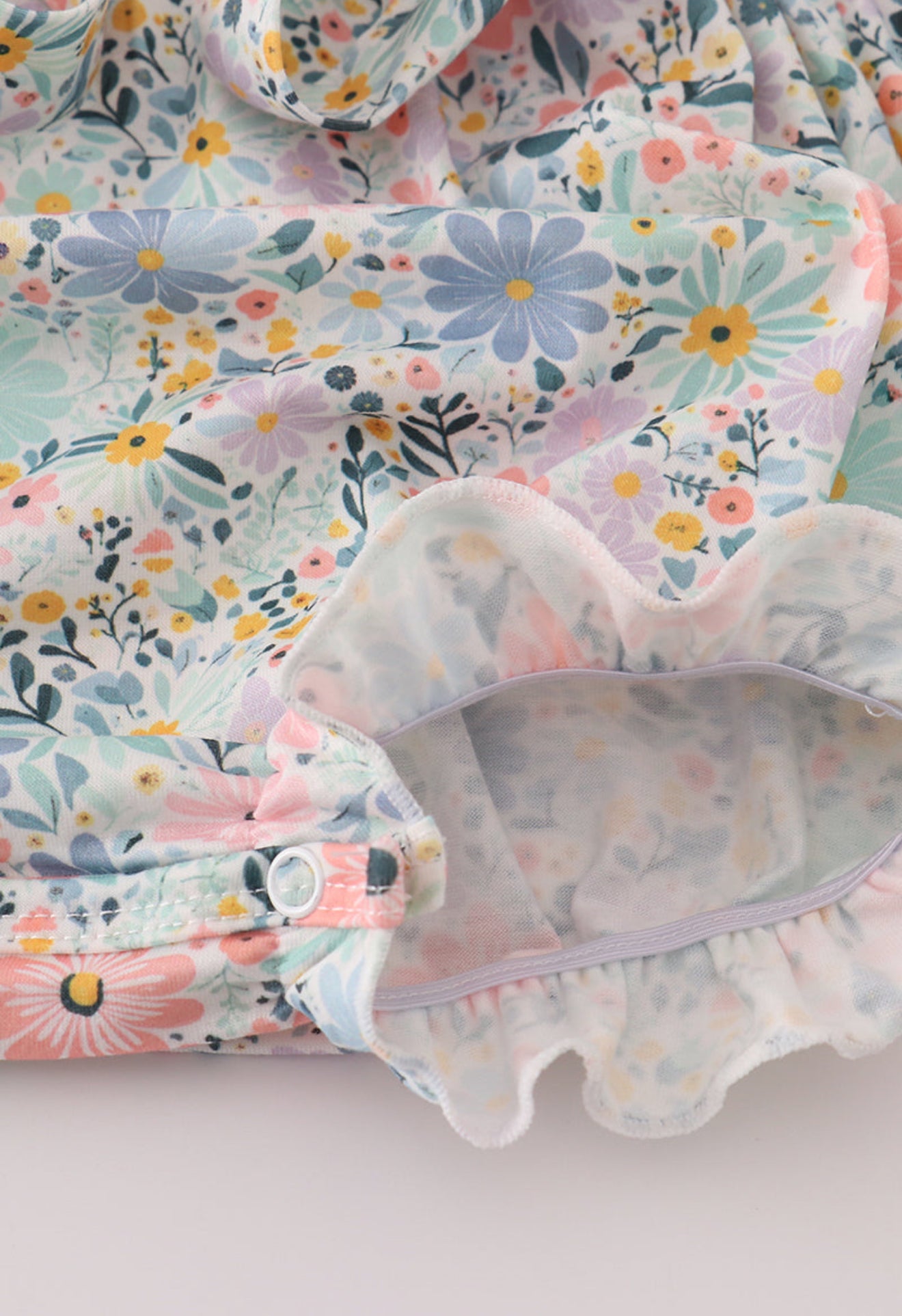 Floral Mouse Bow Romper – Pastel Garden Lace Bubble