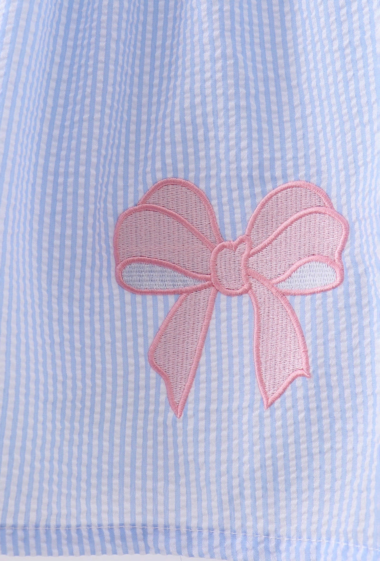 Pink Bow Seersucker Smocked Dress