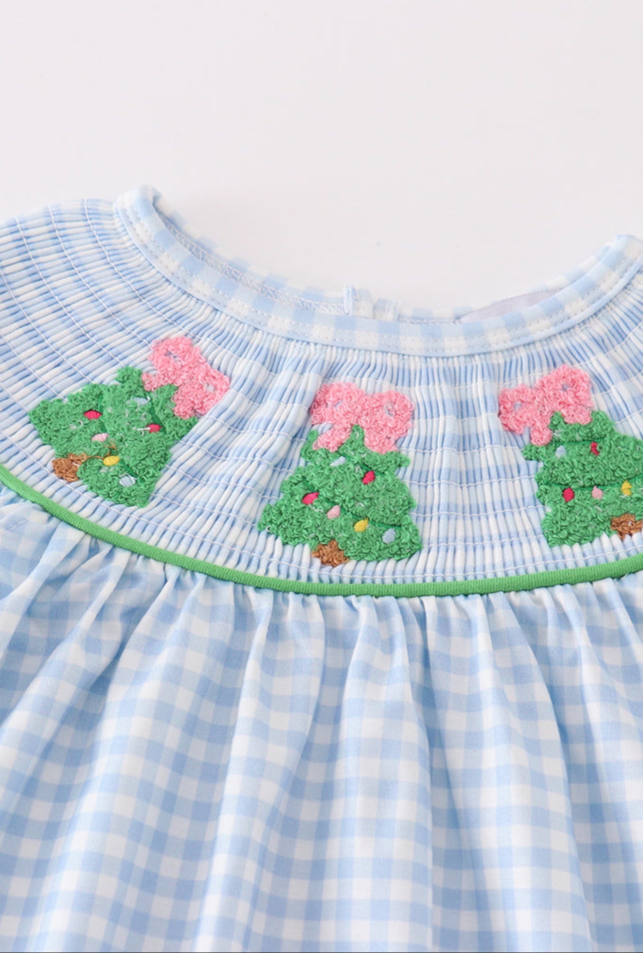 Blue Plaid Christmas French knot smocked Dress BellasXBeaus Blue Plaid Christmas French knot smocked Dress BellasXBeaus