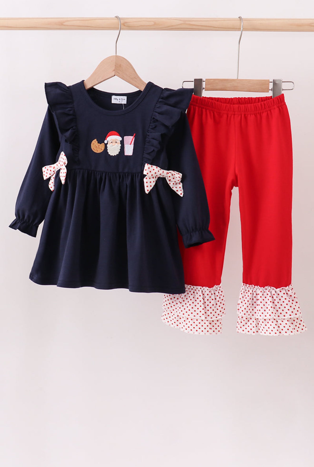Santa’s Cookies & Milk Holiday Ruffle Set – 2-Piece Outfit