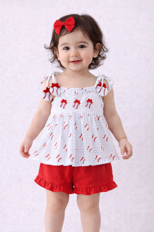 Home Run Sweetheart Baseball Bow Set