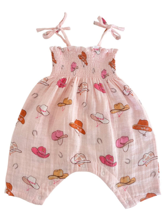 Western Pink / Muslin Smocked Jumpsuit
