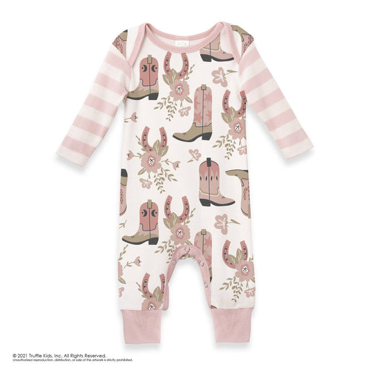 Western Cowgirl Boots Baby Cotton Romper